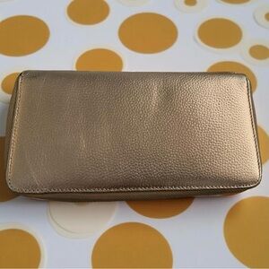 Lavemi RFID Blocking Gold Leather Zip Around Wallet